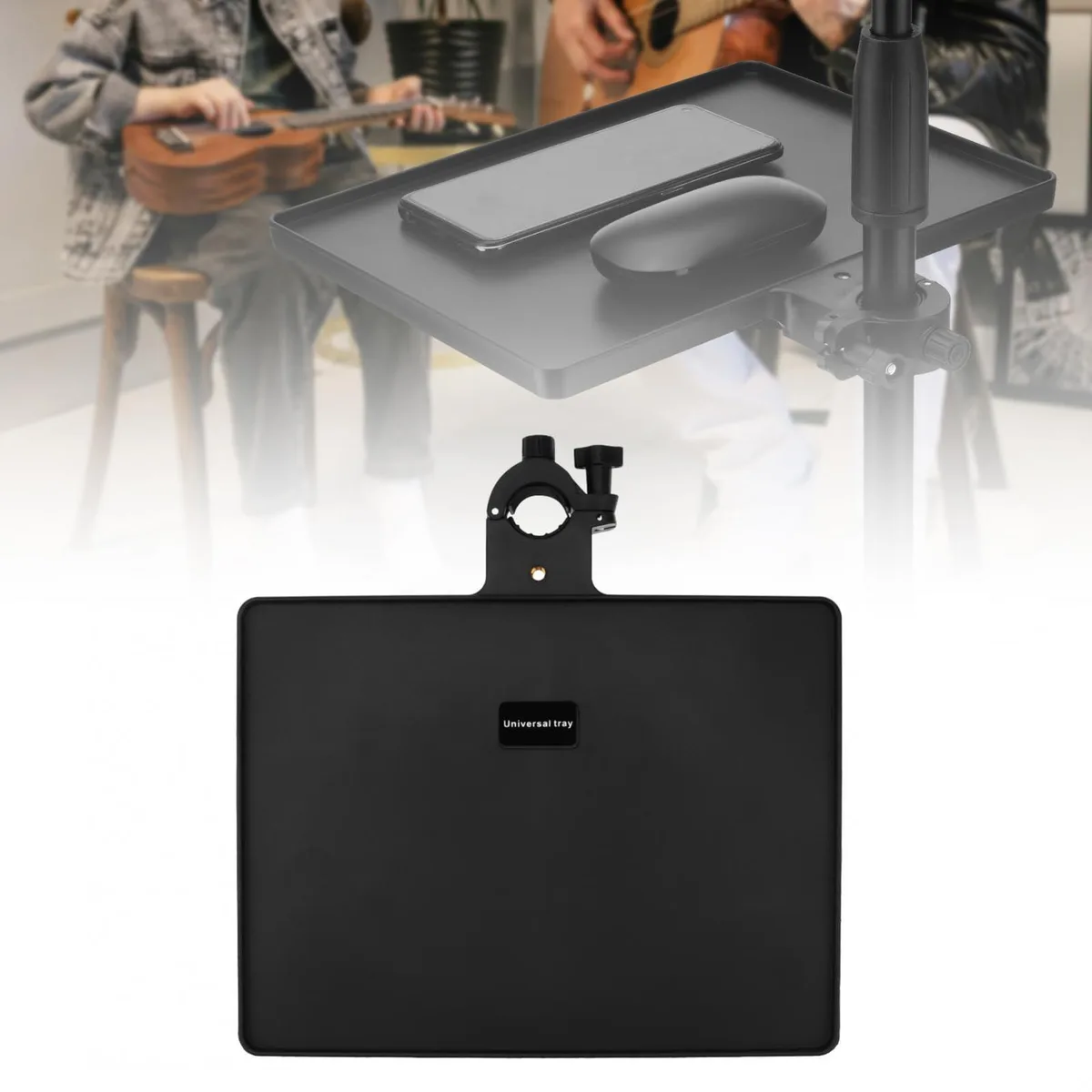  RTNLIT Mic Stand Tray 10.6" x 7.8" Large Clamp On Tray for Pole Shelf — product photo