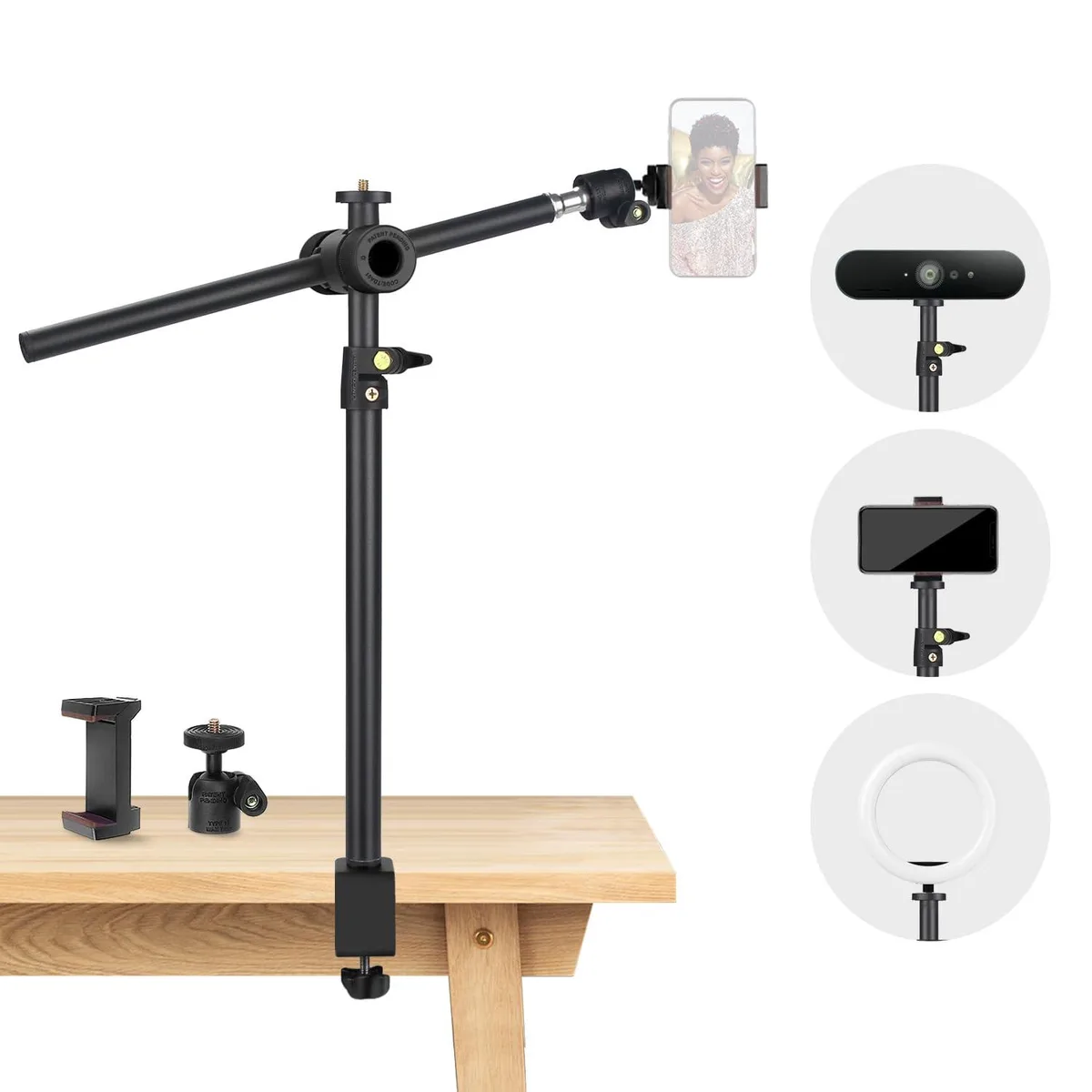  JEBUTU Overhead Camera Mount Desk Stand with 360° Adjustable Arm — product photo