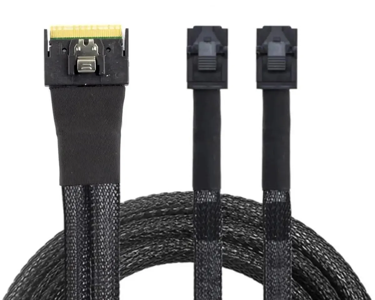 SMUGDESK SMUGDESK Mini SlimSAS SFF8654 8i 4.0 to Dual SAS HD SFF8643 Cable .8m — product photo