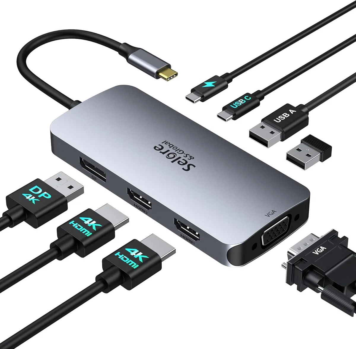 BFKK BFKK USB C Docking Station Dual HDMI DP VGA 100W PD — product photo