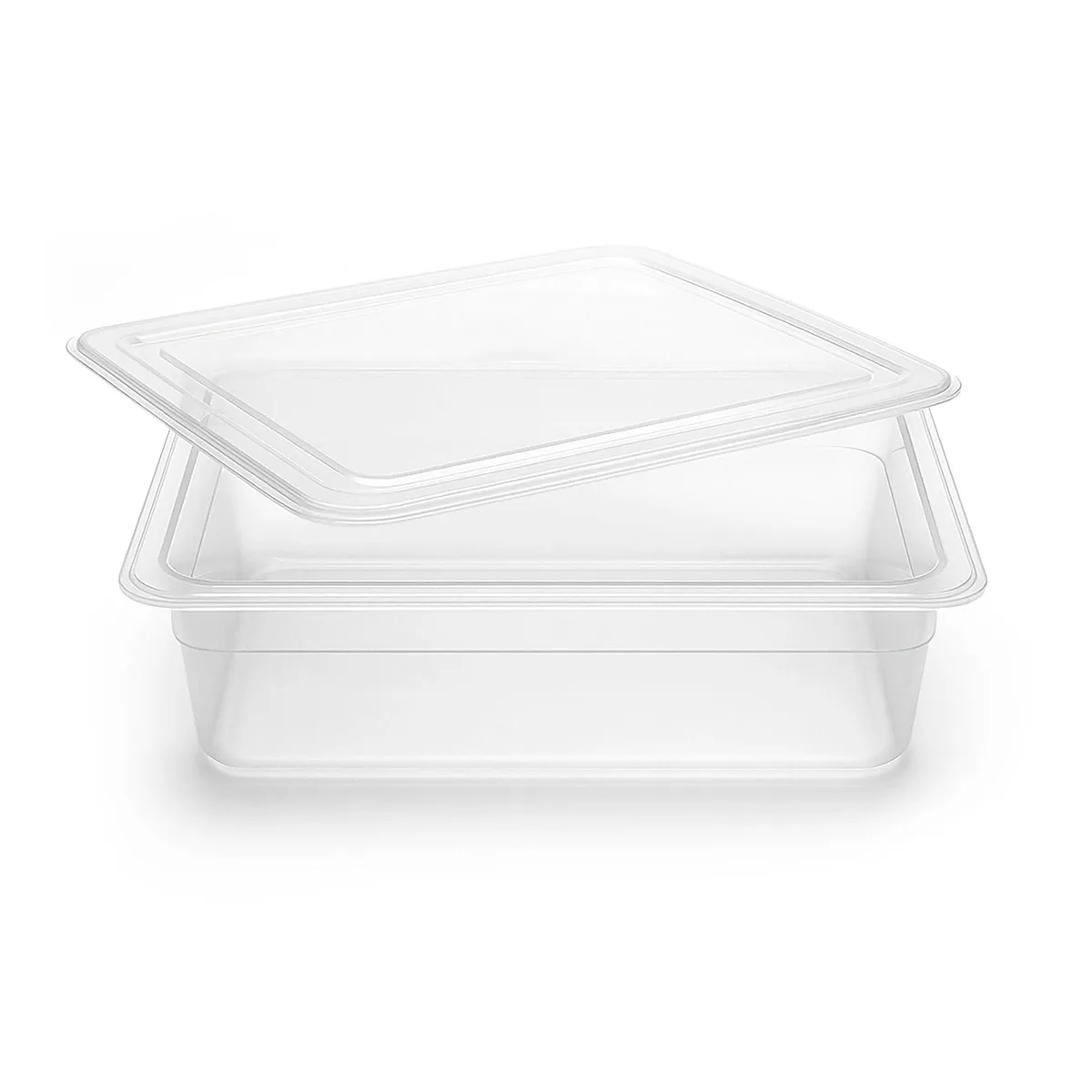 Red rectangular proofing container with lid and volume markings