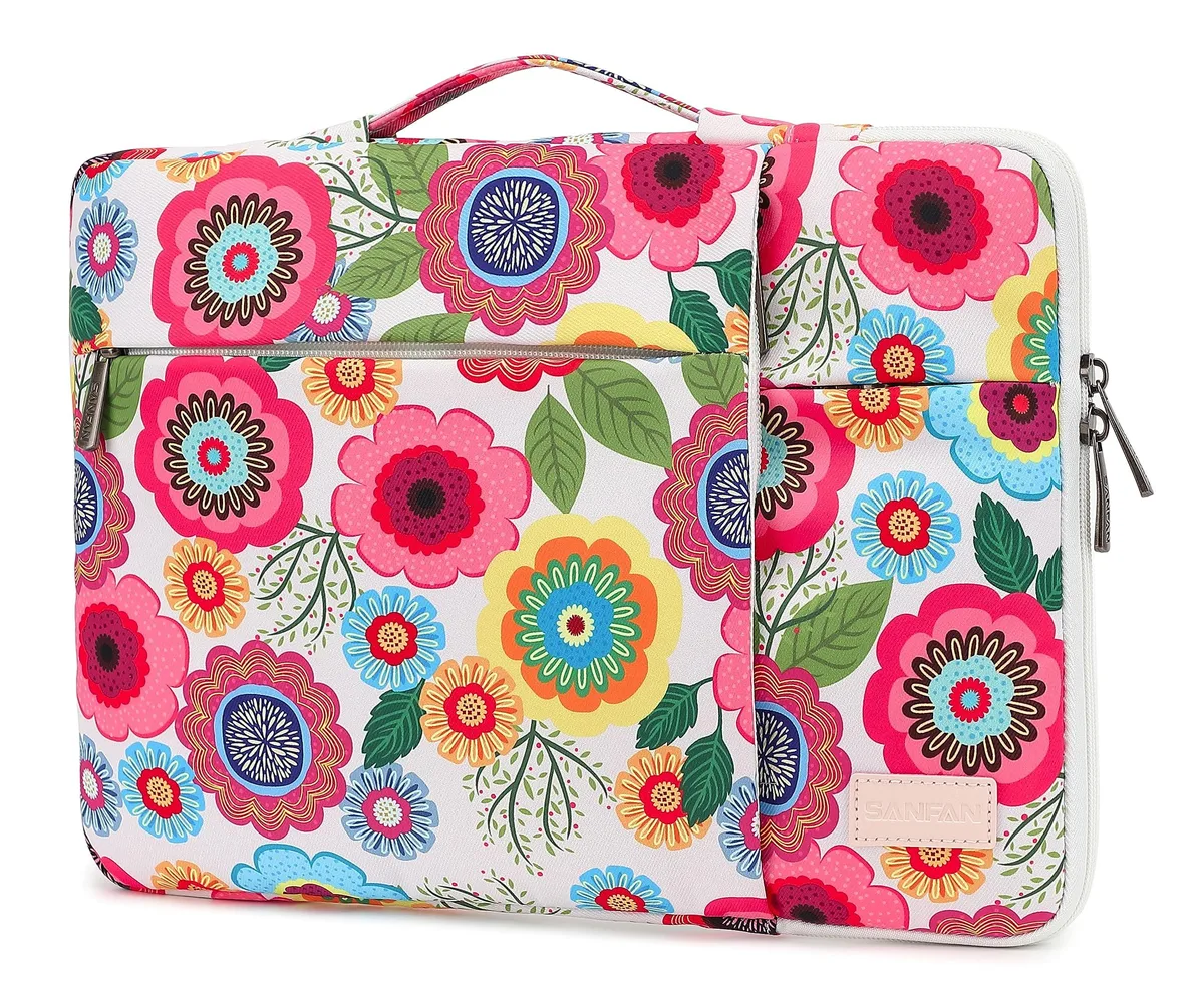 SANFAN 360° Protective Laptop Sleeve Case Bag 14 inch Flowers — product photo