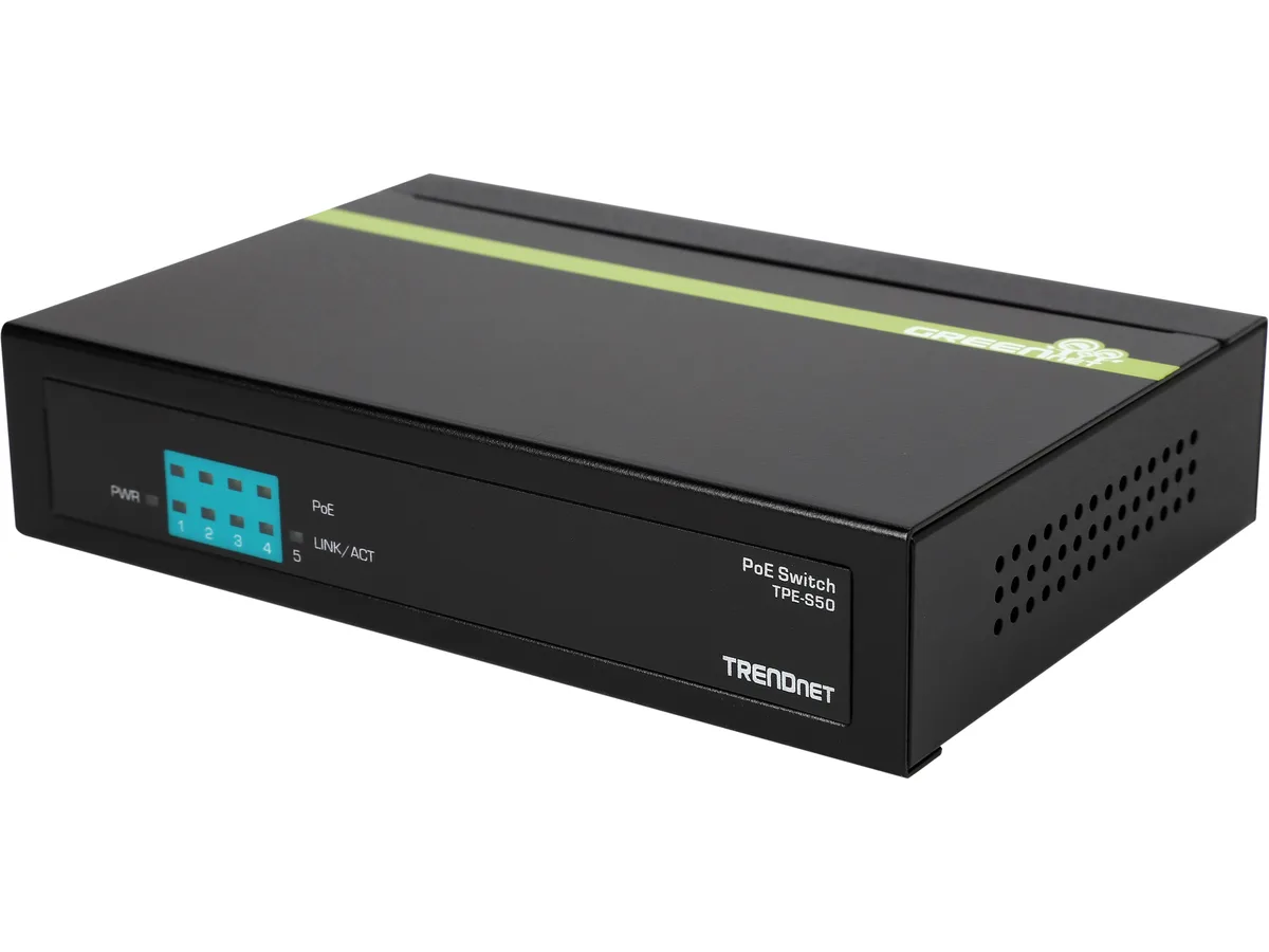 TRENDnet TRENDnet TPE-S50 6-port Fast Ethernet PoE+ network switch 31W budget — product photo