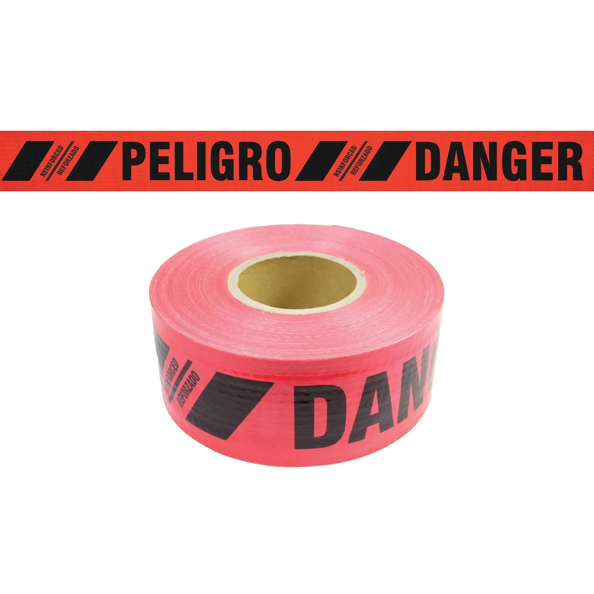 Presco Presco Reinforced Printed Barricade Tape 3 in x 500 ft Red Black DANGER PELIGRO — product photo