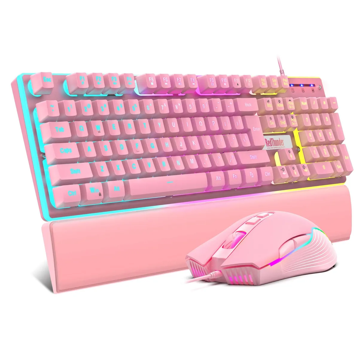  RedThunder K10 Pink 3-in-1 Gaming Combo Keyboard Mouse Wrist Rest — product photo