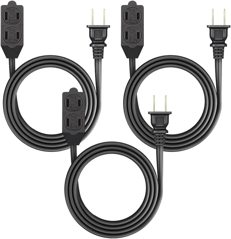BFKK BFKK 3-Outlet Power Extension Cord 3ft 16 AWG 13A 125V 1625W 3 Pack — product photo