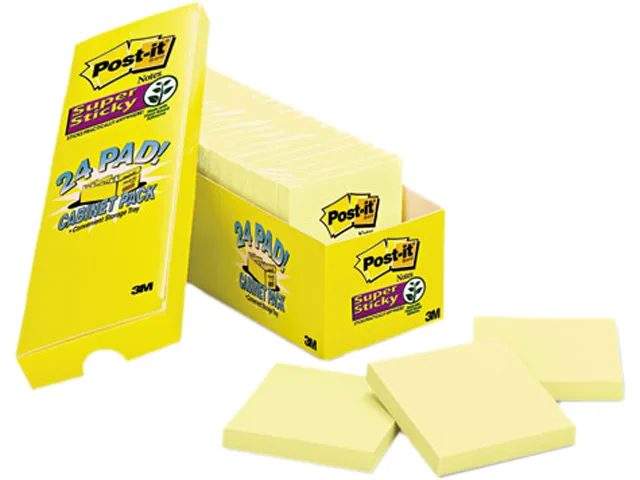 Post-it Post-it 654-24SSCP Super Sticky Notes 3 x 3 Canary Yellow 24 90-Sheet Pads — product photo