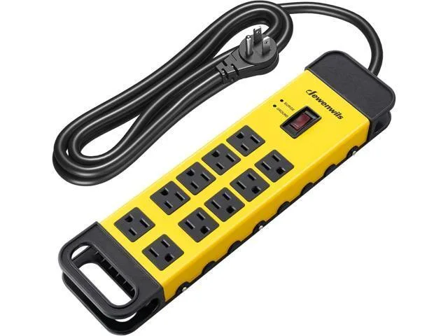 LORDWORLD LORDWORLD 10-Outlet Metal Surge Protector 1440J 14AWG 6Ft Cord Flat Plug 15A Breaker — product photo