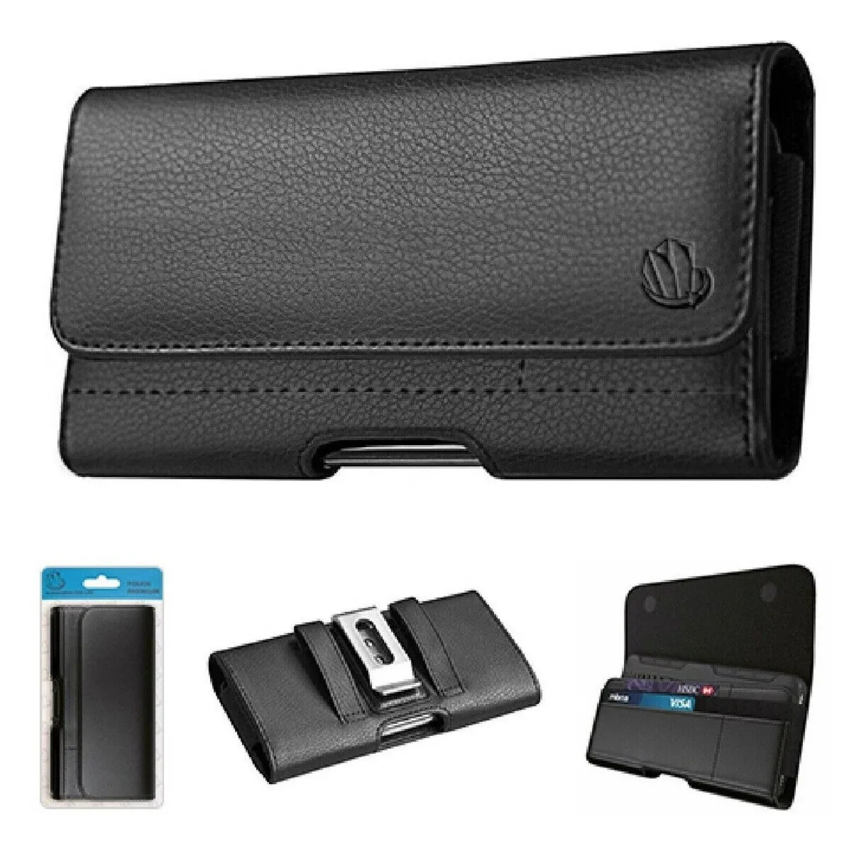 ExtremeCases - Generic ExtremeCases - Generic Universal 6.7 Black Belt Clip Pouch + Tempered Glass — product photo