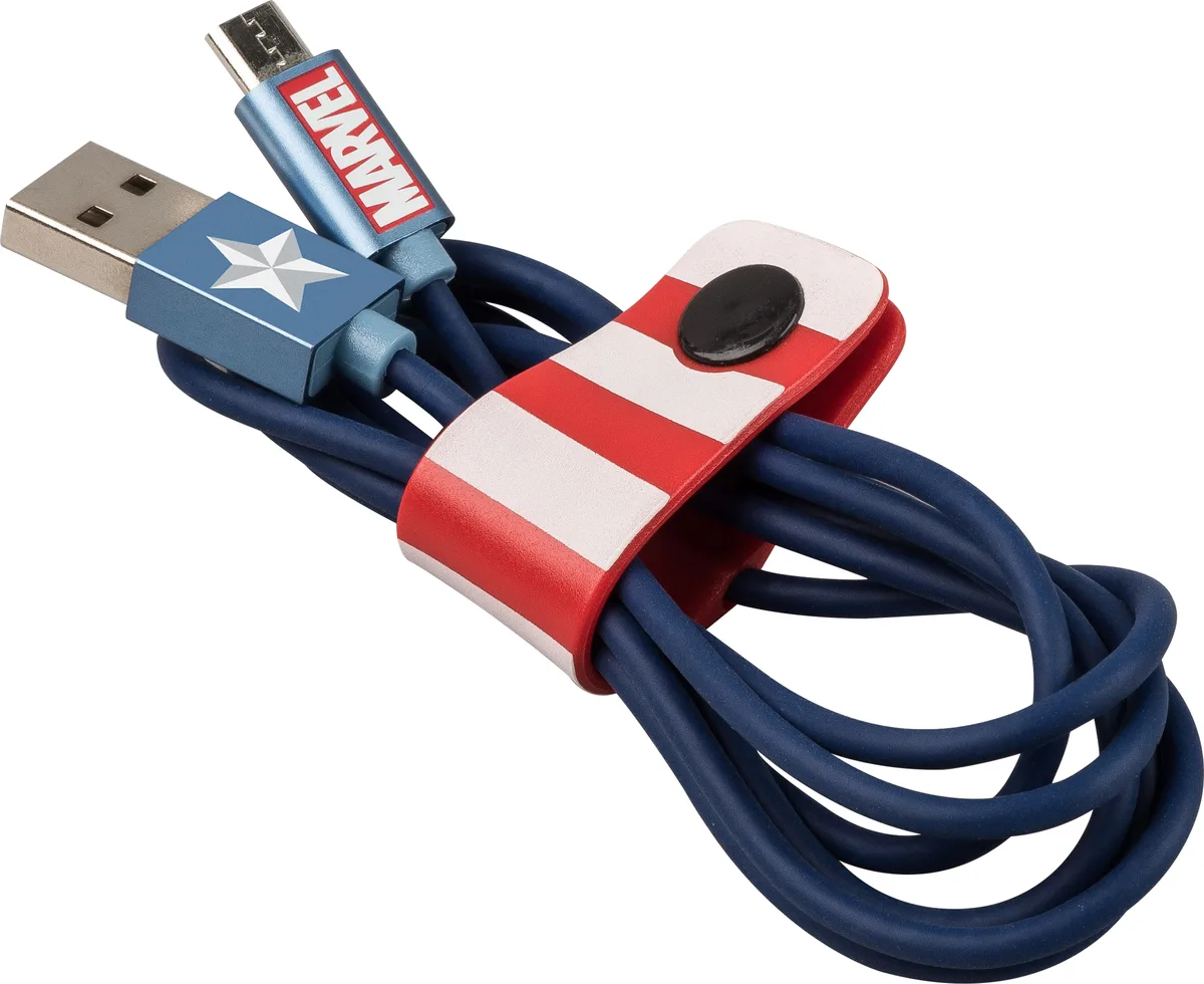 Captain America Micro USB cable 120cm red white blue design