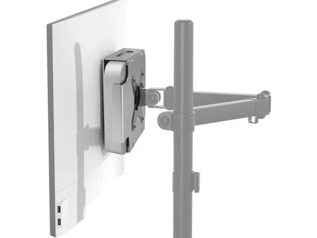 Silver aluminium VESA bracket for Mac Mini 2010-2023, 75 and 100 mm patterns