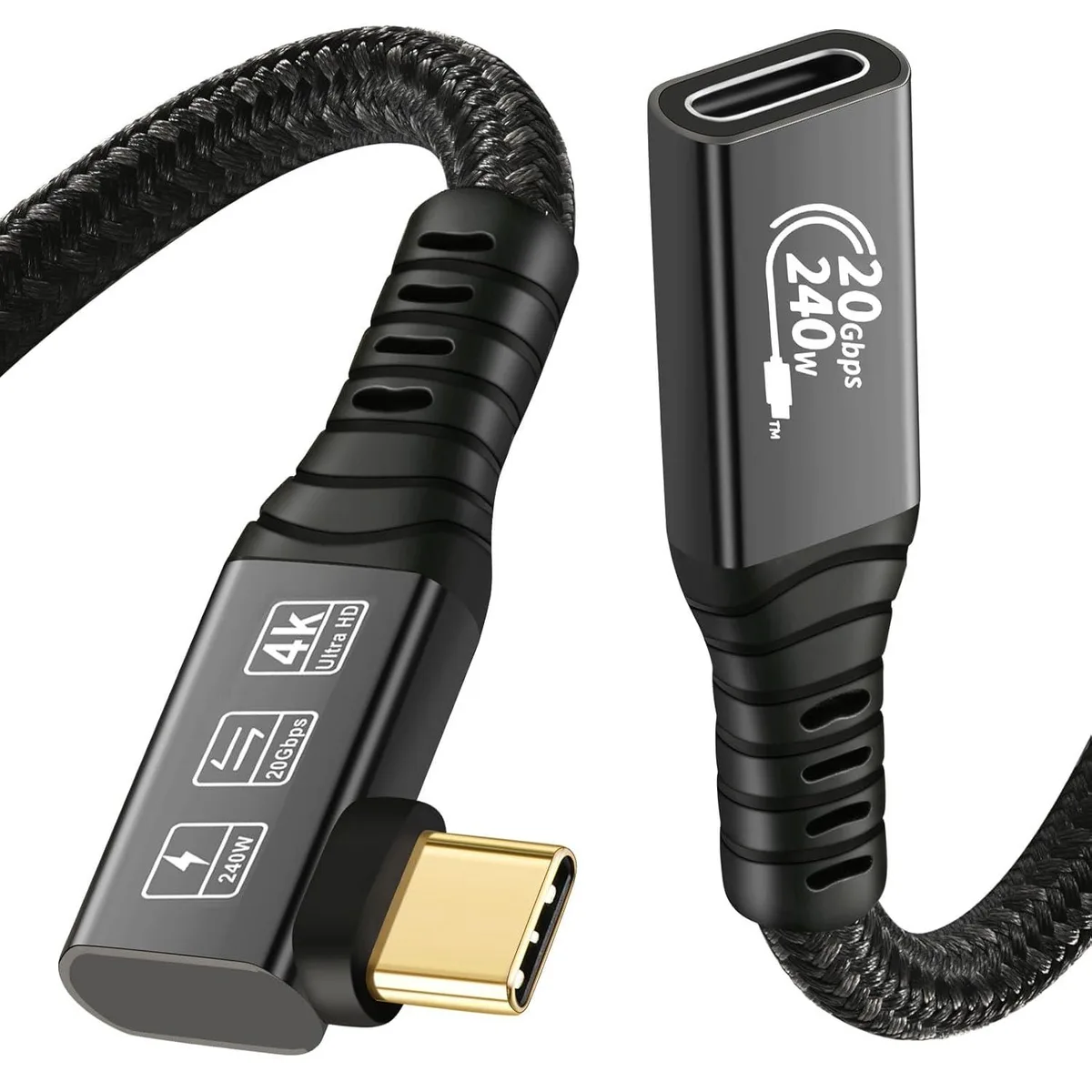 BUCIER BUCIER 20Gbps USB C 3.2 Extension Cable 90 Degree 0.25M — product photo