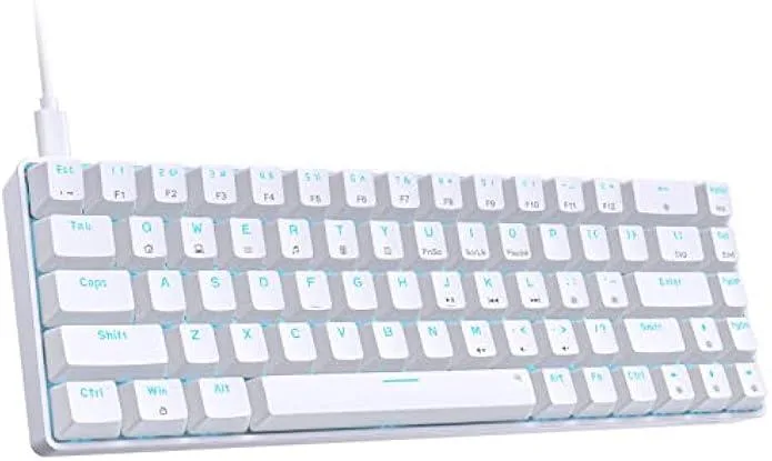 TAURKENAM TAURKENAM T68SE 60% 68-key Blue Switch gaming keyboard White — product photo
