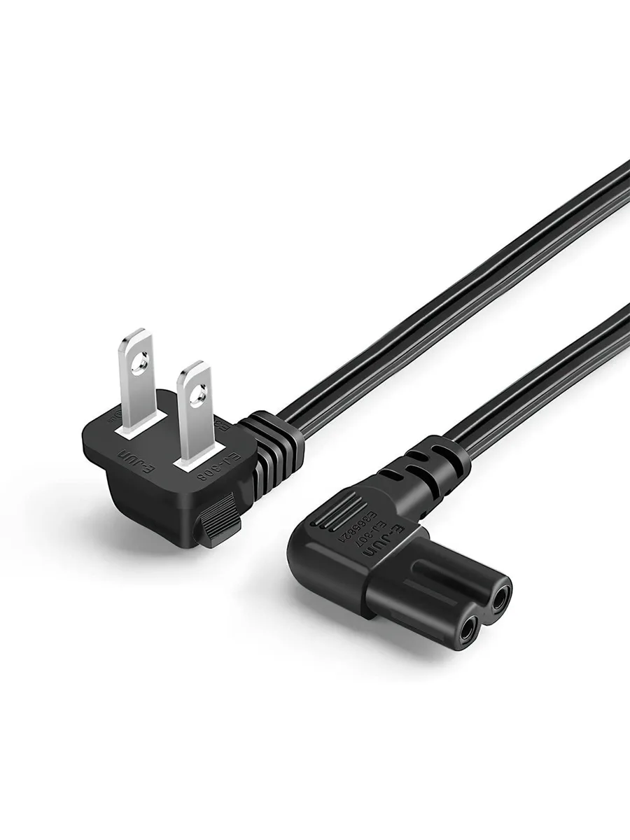  Tripp Lite 3 ft 18 AWG Angled IEC320 C7 to NEMA 1-15P International Power Cord Black — product photo