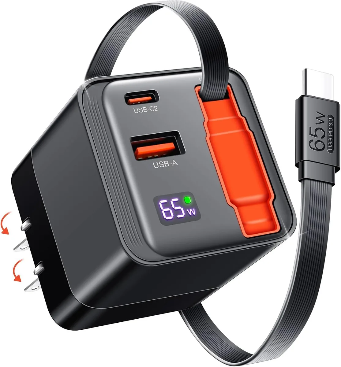 Kenuco Kenuco 65W Retractable USB-C AC Adapter with Display — product photo