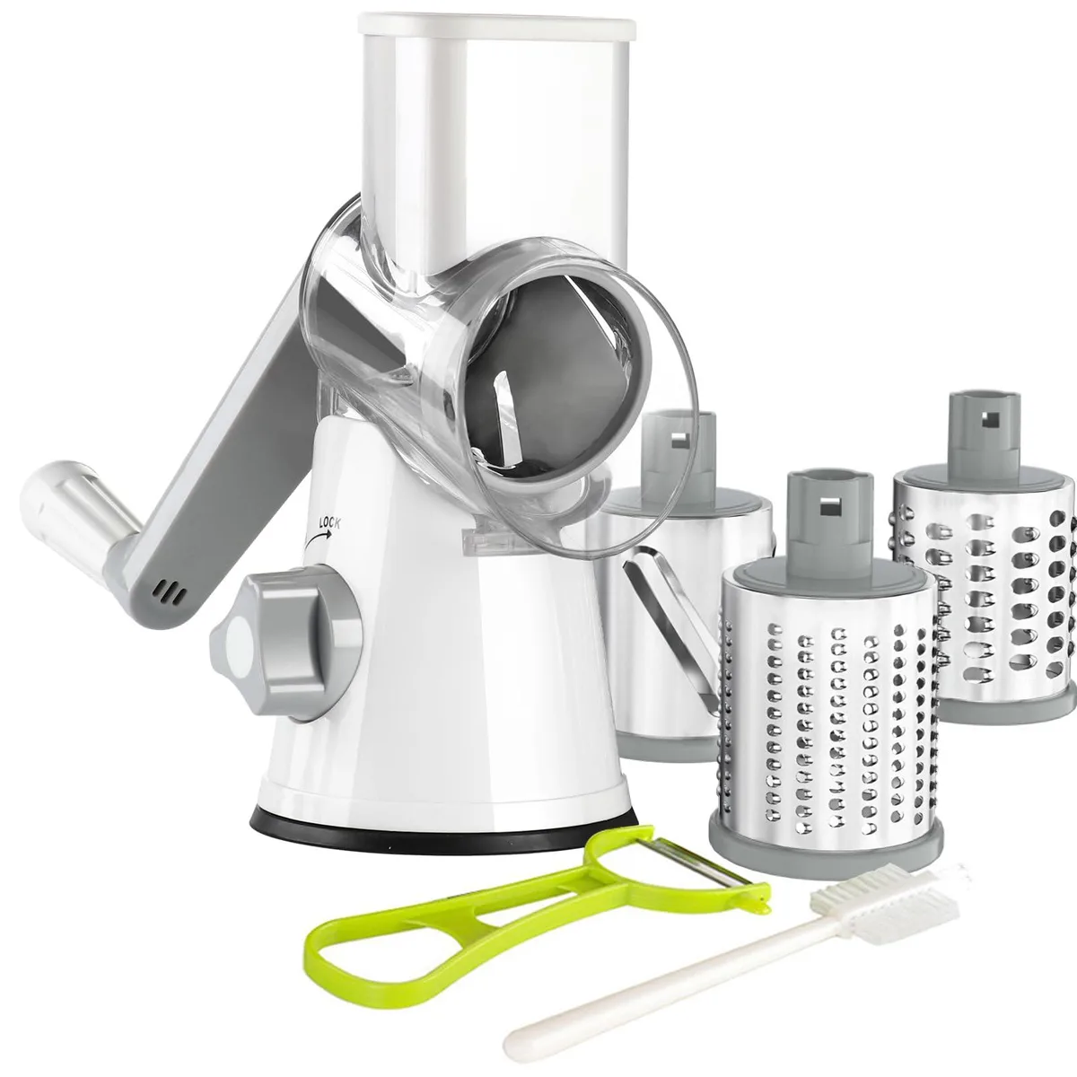 Ourokhome Rotary Cheese Grater Hand Crank 3 Blades White — product photo