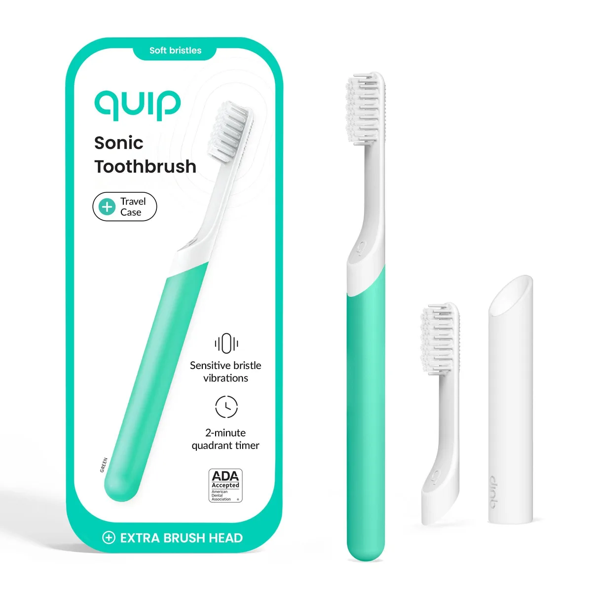 White plastic sonic toothbrush with travel cover mount
