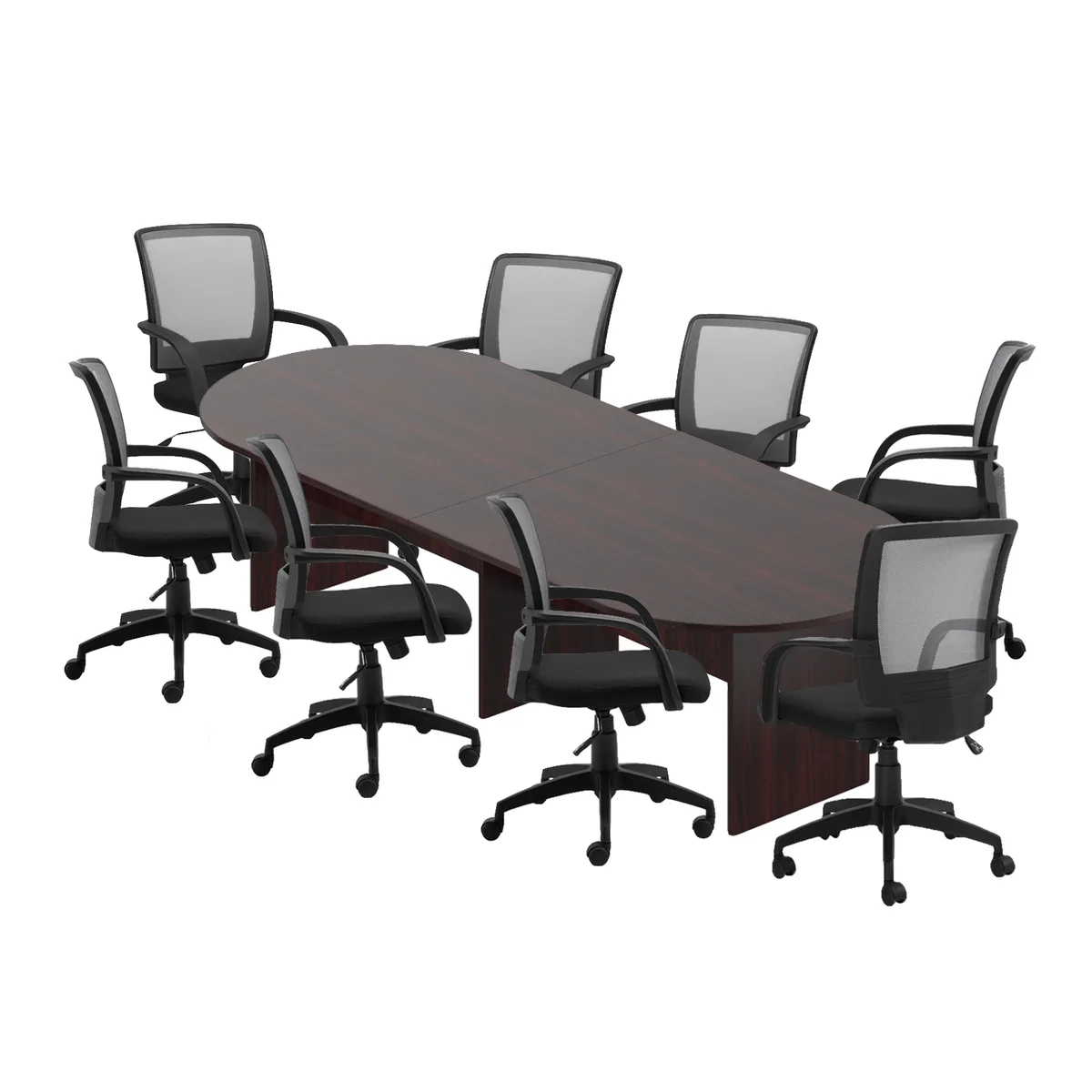 GOF GOF 10 FT Racetrack Conference Table &amp; 8 Chairs Set Mahogany — product photo