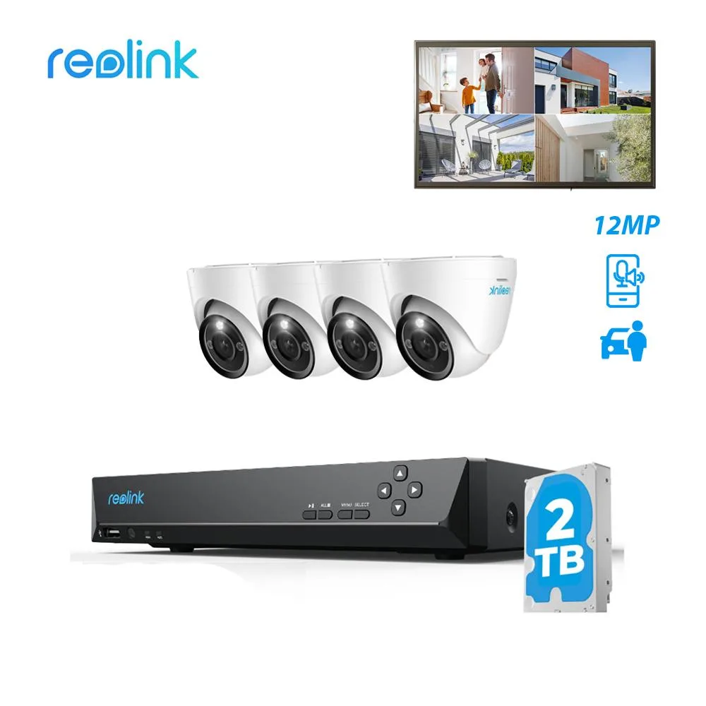 Reolink Reolink 8CH 12MP PoE Surveillance Security System 4 Domes 2TB HDD — product photo