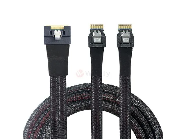Wilfly Wilfly SS865484MM1 SAS SFF-8654 8i 74pin to Dual SFF-8654 4i 38pin Cable 100cm — product photo
