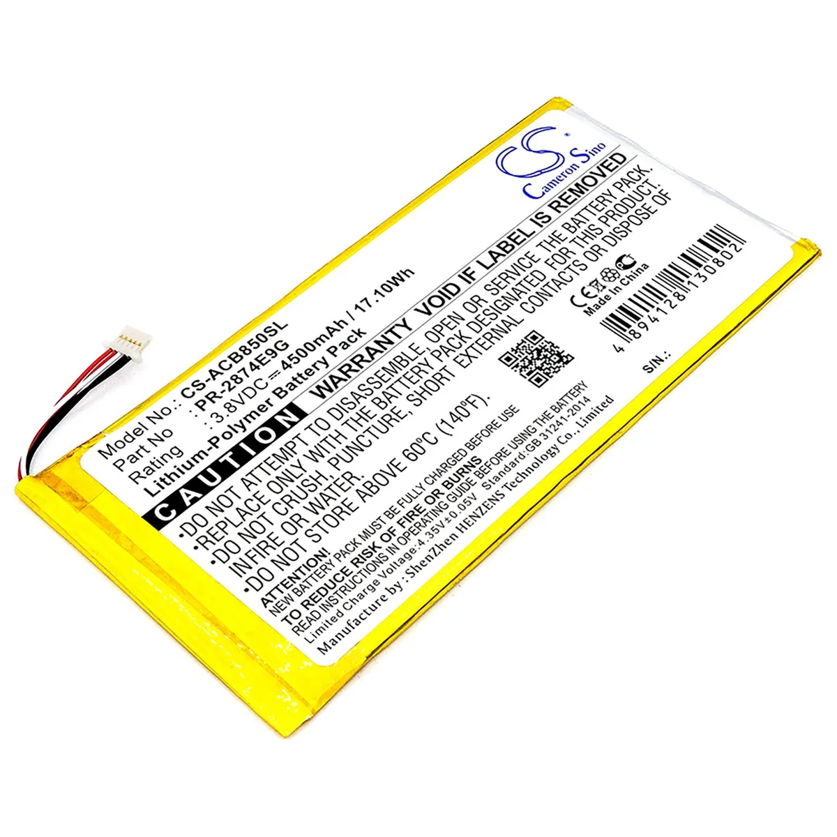 Cameron &amp; Co Cameron &amp; Co DS-CS-ACB850SL 4.5 Ah Li-Polymer Battery Black — product photo