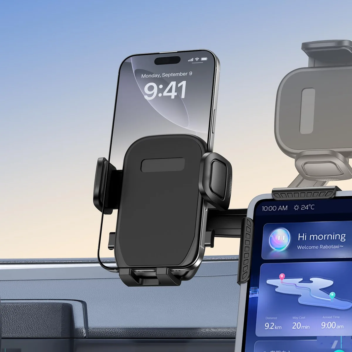 bokilino 3/Y/S/X/Cybertruck phone mount 360° rotation 2025 design — product photo