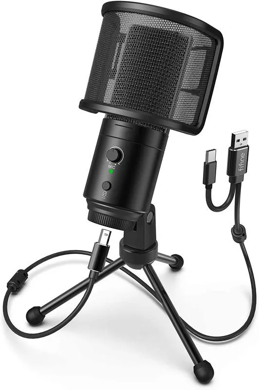 Corn Electronics Corn Electronics USB Condenser Microphone Black 3.5mm Jack 6.56ft Cable — product photo