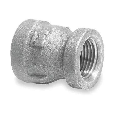Galvanized malleable iron reducing coupling 1 inch by 3/4 inch NPT