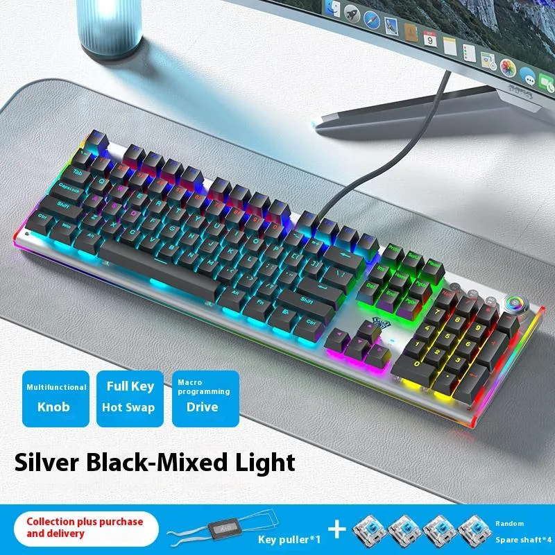 AULA AULA 042 F3020 Silver Black wired gaming keyboard — product photo