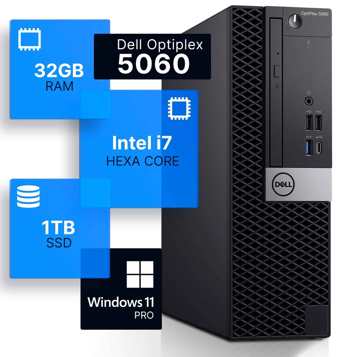 DELL Dell OptiPlex 5060 Desktop PC i7-8700 3.4GHz 32GB DDR4 1TB SSD Windows 11 Pro — product photo