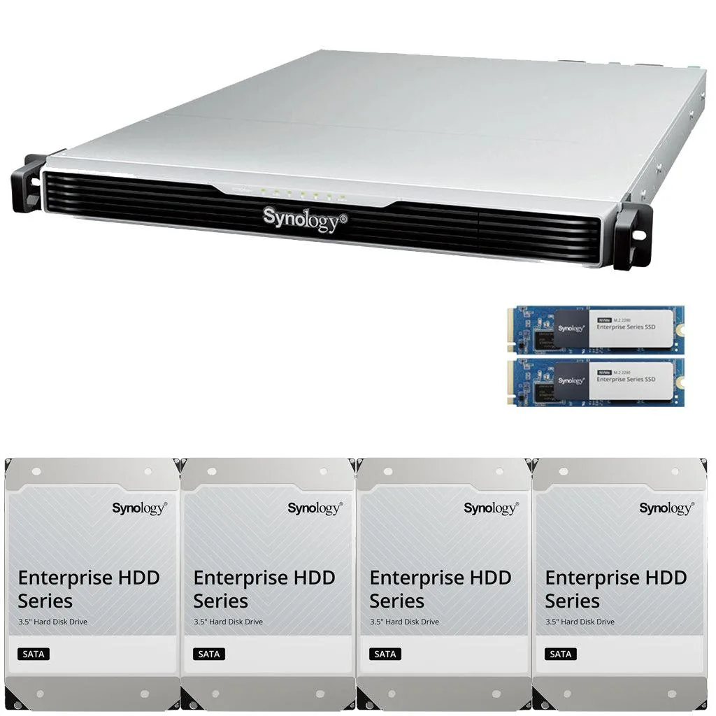 Synology Inc. Synology RS1626xs+ Xeon D-1726 4-Bay Rackmount NAS 16GB 800GB Cache 32TB Drives — product photo