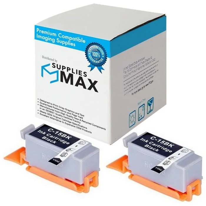 SuppliesMax SuppliesMax Compatible Canon BCI-15BK Black Inkjet Cartridge 2 Pack 185 Pages — product photo