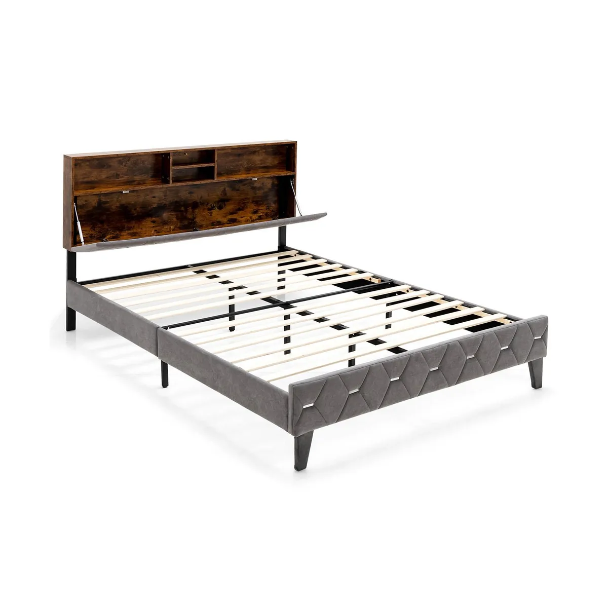SlickBlue SlickBlue Full Upholstered Bed Frame with Storage Headboard 82" x 55.5" x 41.5 — product photo
