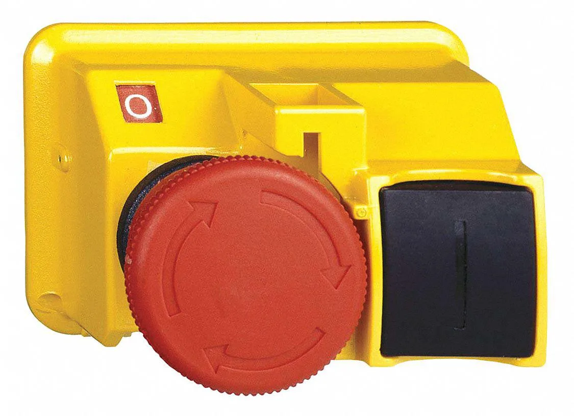 Schneider Electric GV2K04 manual starter push button kit, grey plastic enclosure with red and green buttons