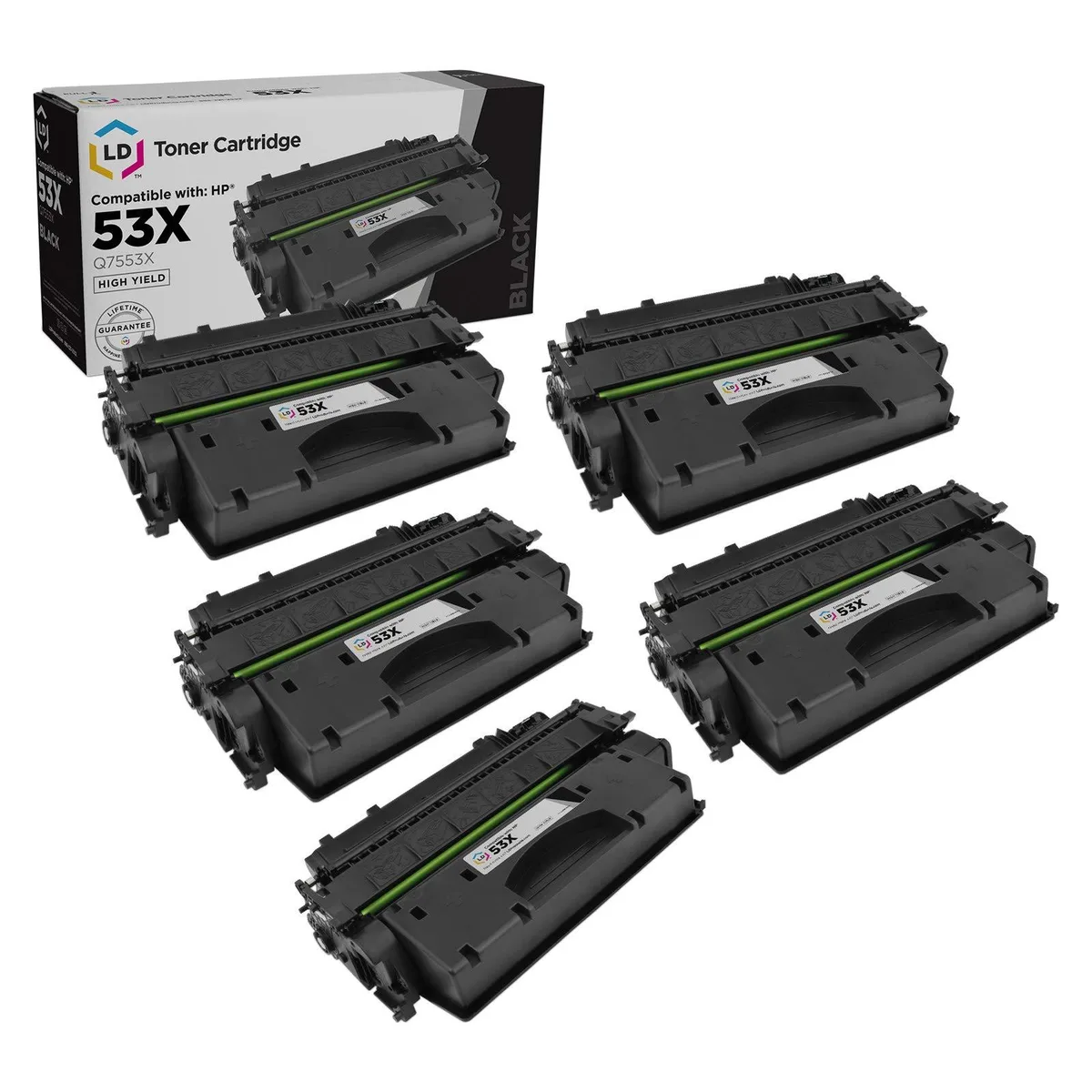 LD Products LD Products Compatible Toner Cartridge 53X Q7553X High Yield Black 5-Pack — product photo