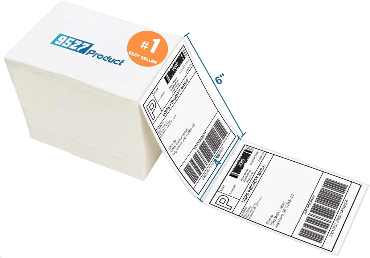  9527 Product Fanfold 4x6 Direct Thermal Labels White Perforated 500 Labels/Stack — product photo