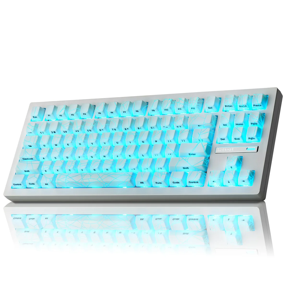 ZORNHER ZORNHER ZH870 80% Wireless Mechanical Gaming Keyboard White Spider Web — product photo