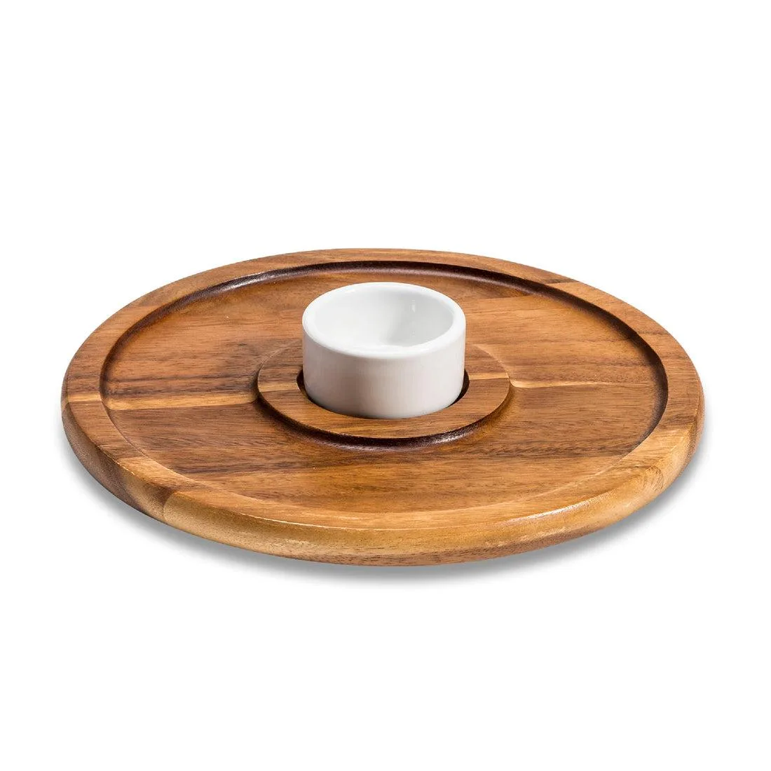 Kalmar Home Kalmar Home Chip n Dip Acacia Wood Tray with White Ceramic Bowl — product photo