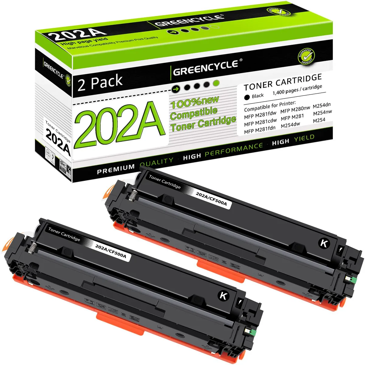 GREENCYCLE GREENCYCLE 202A Black Toner Cartridge 2-Pack — product photo