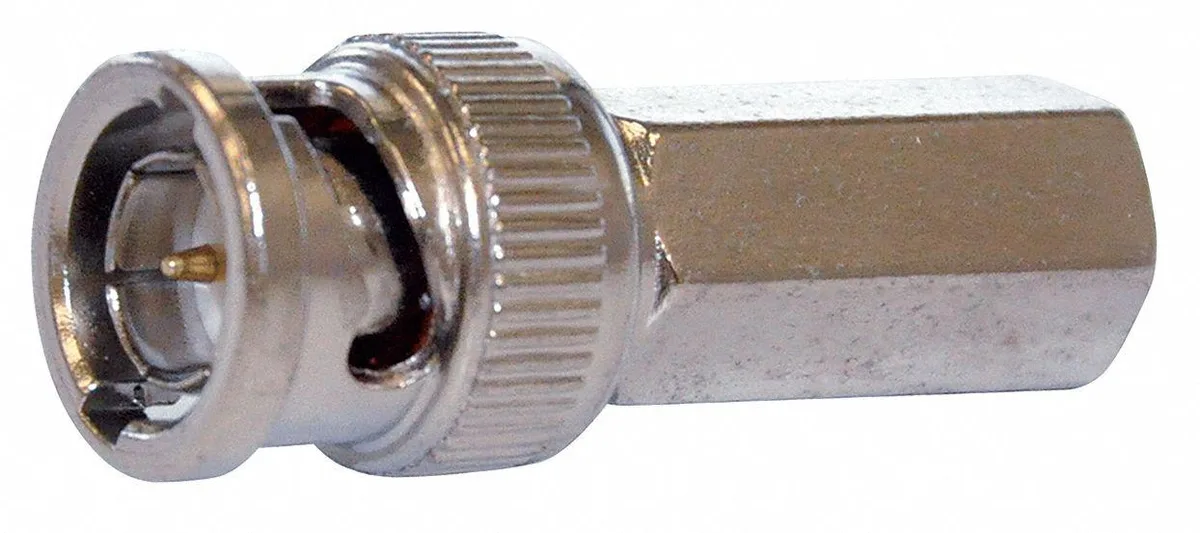 Ten silver nickel-plated BNC male couplers for RG59 and RG62 coaxial cable