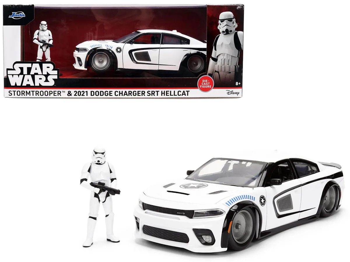 Jada Jada 2021 Dodge Charger SRT Hellcat 1/24 Diecast with Stormtrooper Figure — product photo