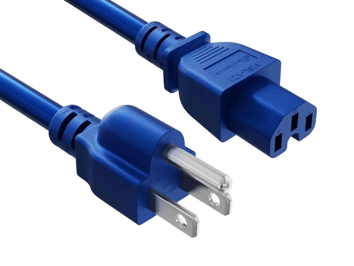 Cable Leader Cable Leader 2ft NEMA 5-15P to C15 14 AWG 15A 125V Blue computer power cord — product photo