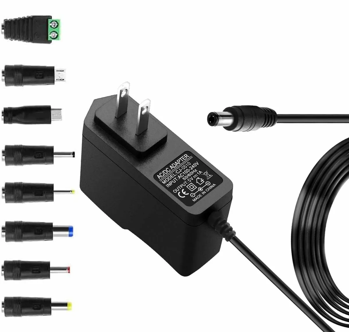  Dell SG0501BK-8T 5V 1A power adapter with 8 tips — product photo