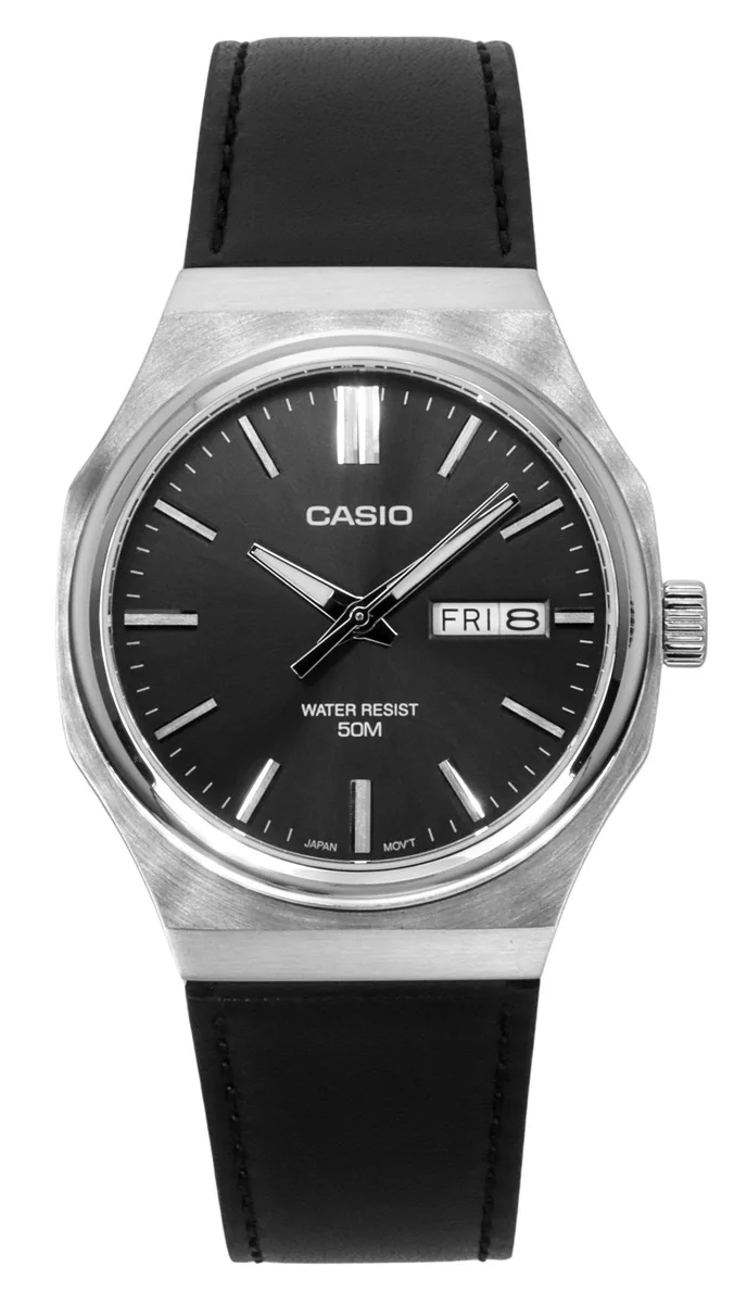 CASIO CASIO MTP-E735L-8AV Grey Dial Leather Strap Watch — product photo