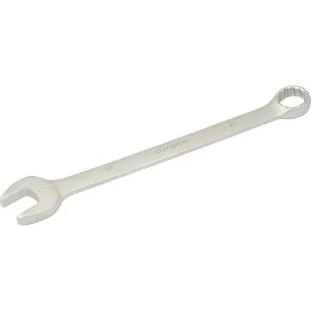 22mm 12-point combination wrench, satin chrome finish, 15° angled open and offset boxed end