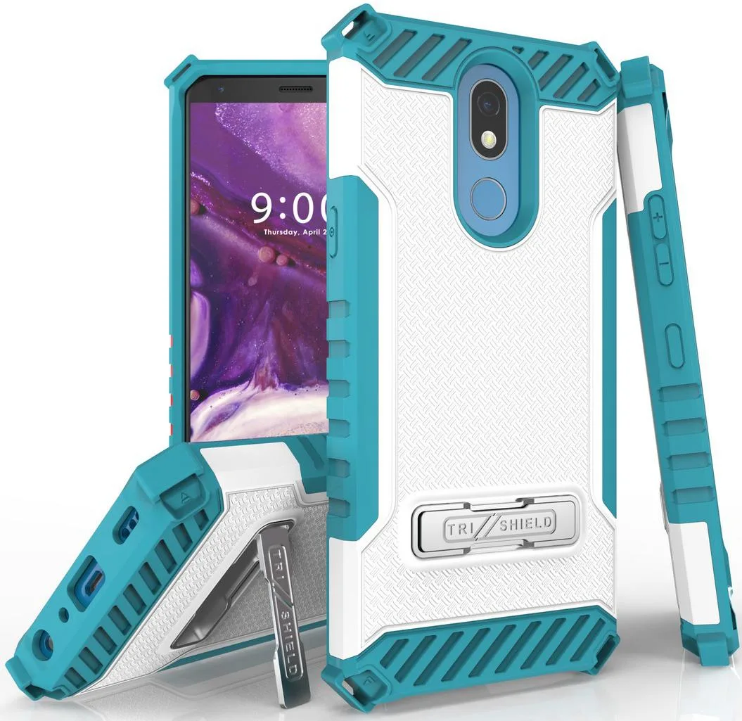 Nakedcellphone Nakedcellphone Tri-Shield Kickstand Case + Lanyard Strap Turquoise for LG Xpression Plus 2 — product photo