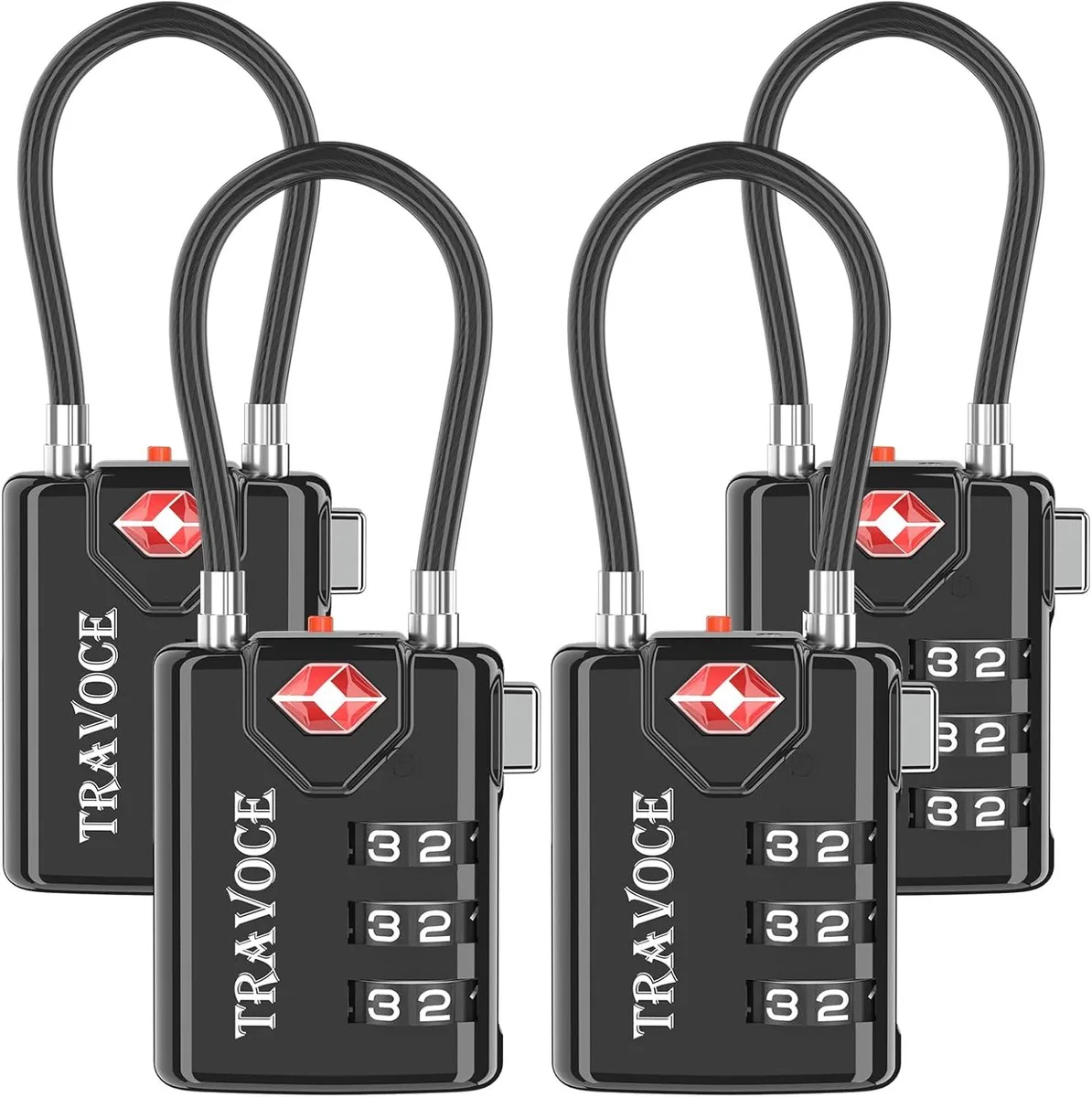 BFKK BFKK TSA Approved Luggage Locks 4 Pack Black — product photo
