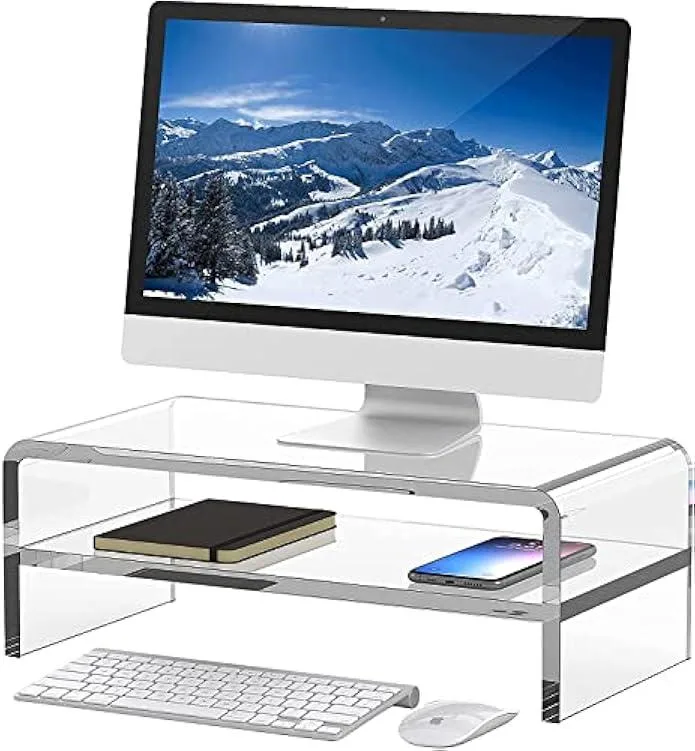 TAURKENAM TAURKENAM Clear Acrylic Monitor Stand 2 Tier 5.5in High Office Equipment — product photo