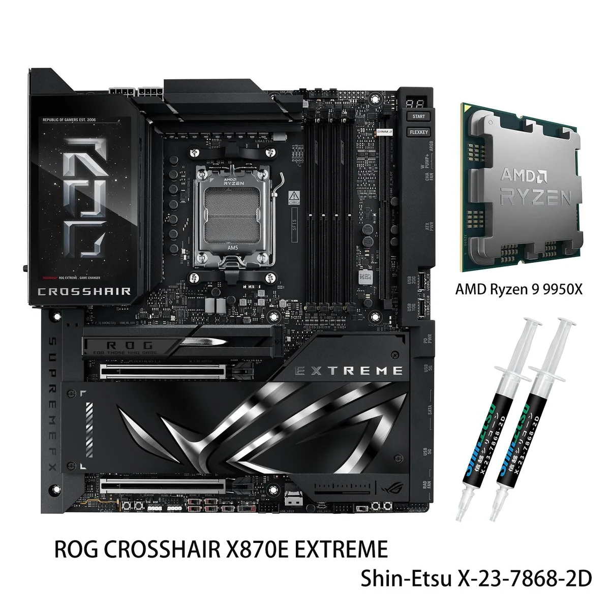 ASUS ASUS ROG Crosshair X870E Extreme AMD motherboard &amp; Ryzen 9 9950X CPU combo — product photo