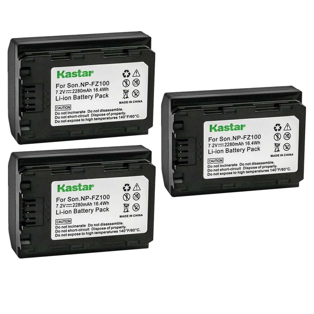Kastar Kastar NP-FZ100 3-Pack Rechargeable Li-ion Battery for Sony ZV-E1 A6700 6700 — product photo